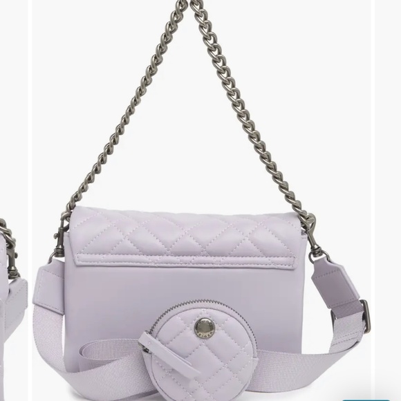New💜 Kurt Geiger London Light Pastel Purple Brixton Lock Medium Shoulder Bag - Picture 3 of 9